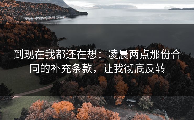 到现在我都还在想：凌晨两点那份合同的补充条款，让我彻底反转